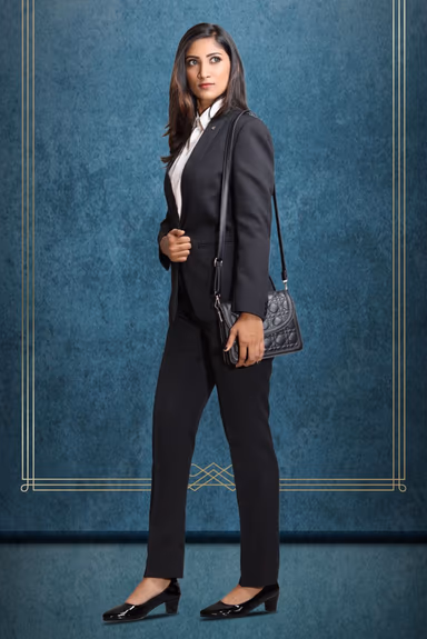 Corporate Style Single Button , Peak Lapel Suite With Formal Trousers — view 2 of 5