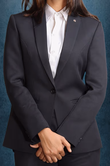 Corporate Style Single Button , Peak Lapel Suite With Formal Trousers — view 4 of 5