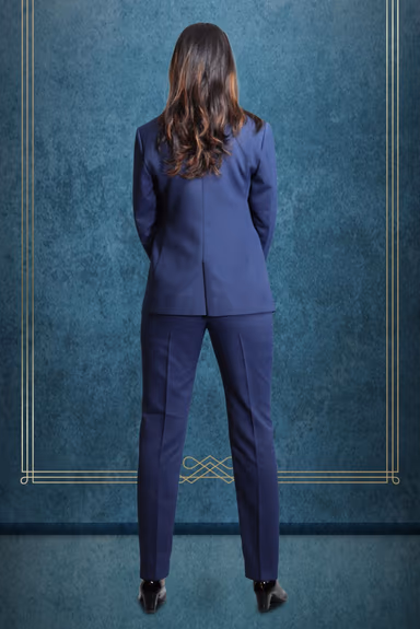 Double Breasted Notch Lapel Navy Blue Colour Suite With Formal Trousers — view 5 of 5