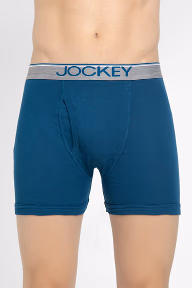 Men's Super Combed Cotton Rib Solid Boxer Brief with Ultra soft Waistband - Seaport Teal — view 1 of 7