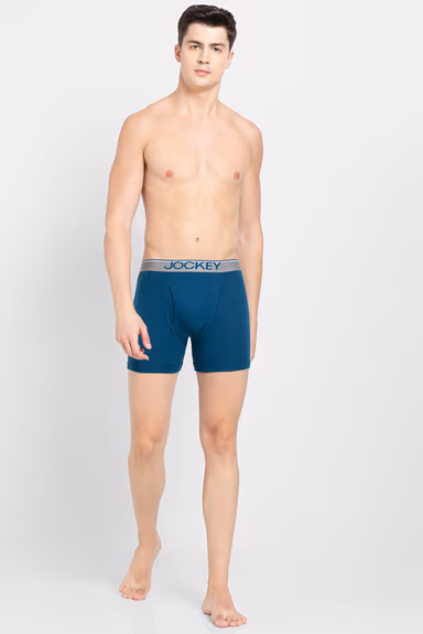 Men's Super Combed Cotton Rib Solid Boxer Brief with Ultra soft Waistband - Seaport Teal — view 3 of 7