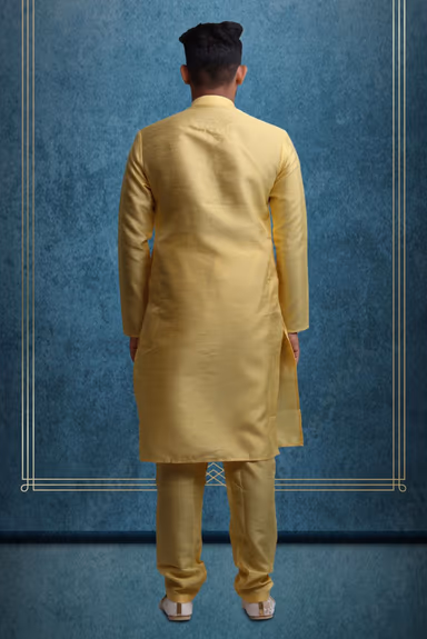 Mustard Kurta Pyjama in Blended Fabric — view 5 of 6