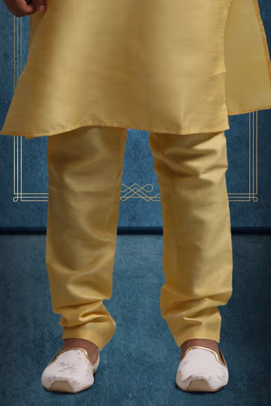Mustard Kurta Pyjama in Blended Fabric — view 4 of 6