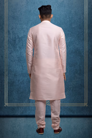 Peach Kurta Pyjama in Blended Fabric — view 5 of 6