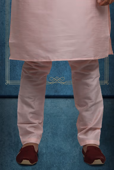Peach Kurta Pyjama in Blended Fabric — view 4 of 6