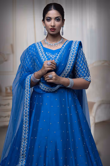 Pearl & Sequins Border Silk Lehenga — view 1 of 6