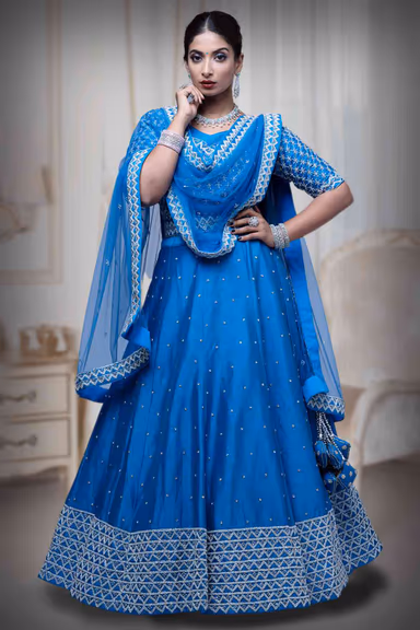 Pearl & Sequins Border Silk Lehenga — view 2 of 6
