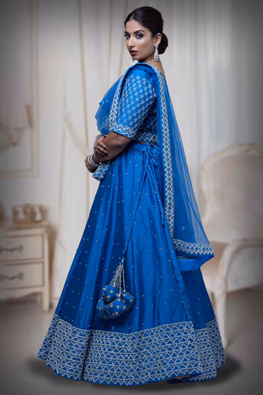 Pearl & Sequins Border Silk Lehenga — view 5 of 6