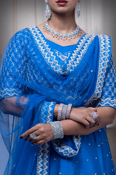 Pearl & Sequins Border Silk Lehenga — view 3 of 6