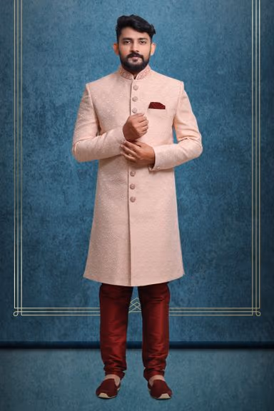 Baby Pink Suave Classic Sherwani — view 1 of 6