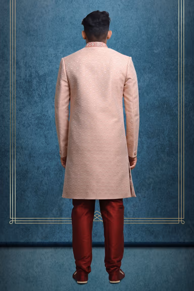 Baby Pink Suave Classic Sherwani — view 5 of 6