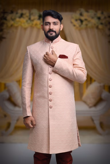Baby Pink Suave Classic Sherwani — view 6 of 6