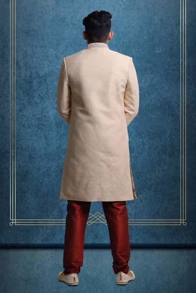 Cream And Gold Suave Classic Sherwani — view 5 of 6