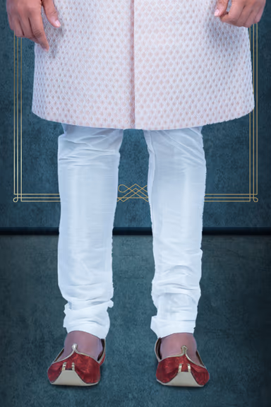 Hand-Stone Lakhnawi Fabric In Baby pink Sherwani — view 4 of 5