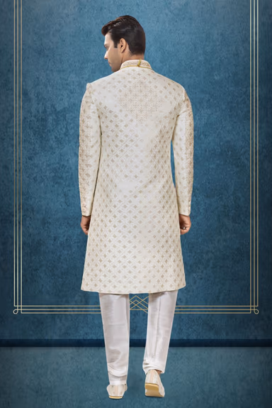 Elegant Ivory Sherwani With Golden Embroidery — view 5 of 6