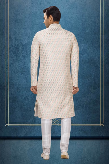 Ivory Pastel Embroidered Sherwani — view 4 of 6