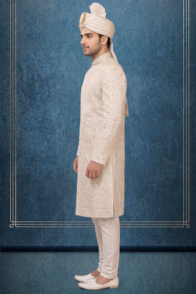 Ivory White Embroidered Sherwani — view 3 of 3