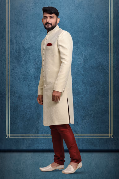 Light Sea Green Luxurious Classic Sherwani — view 3 of 7