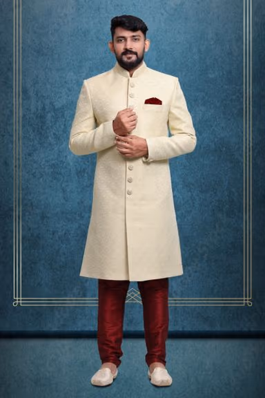 Light Sea Green Luxurious Classic Sherwani — view 1 of 7