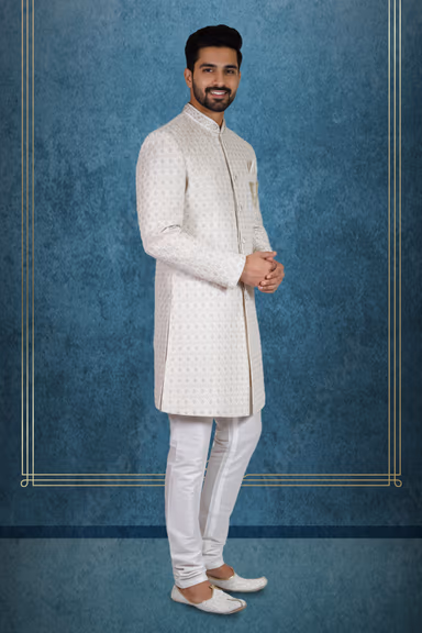 Long Line Ivory Royal Sherwani — view 3 of 3