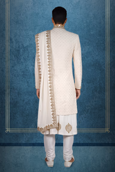 Maharaja Ivory Sherwani Paired With a Classic Ivory Kurta — view 3 of 3