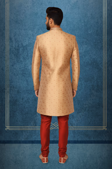 Marie gold sherwani with a minimal work — view 3 of 3