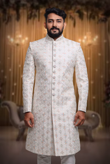 Off-White Lavish Designer Sherwani — view 6 of 6