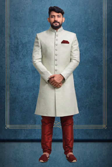 Pista Green Modish Classic Sherwani — view 1 of 6