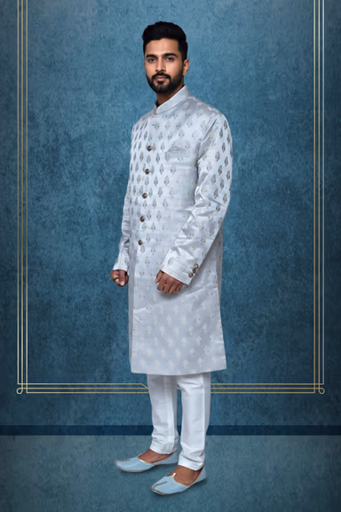 Poly Sherwani in Ash grey — view 3 of 4
