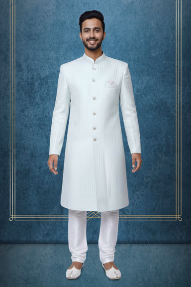 Powder blue sherwani — view 1 of 3