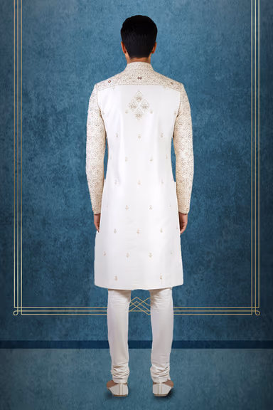 Warm White Aari Embroidered Sherwni Set — view 3 of 3