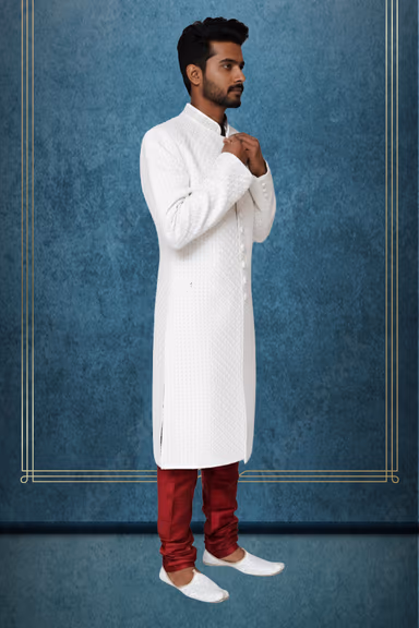 Classic white simple sherwani — view 3 of 3