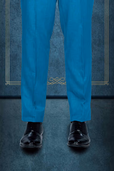 2 Pc Terry Rayon In Peacock Blue Mat Finish 2 Pc Suit — view 6 of 7