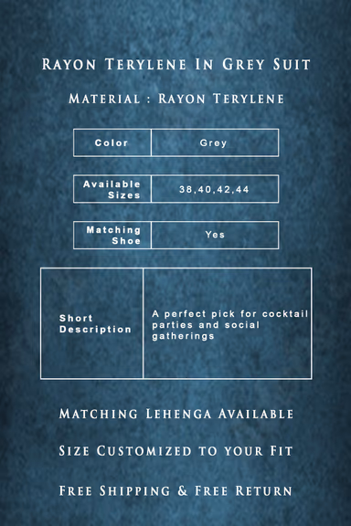 2 Pcs Rayon Terylene In Grey 2Pc Suit — view 3 of 7