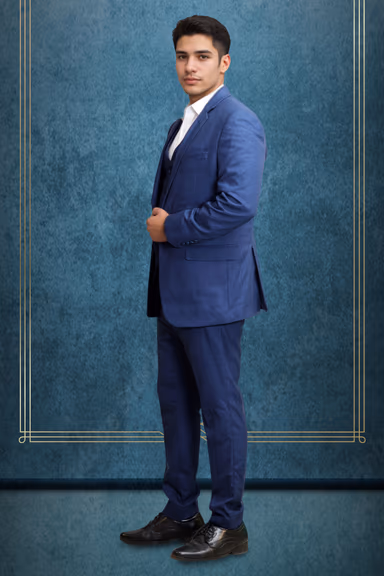 3 Pc Navy Blue Terry Rayon Suit in 3 Pc Suit — view 3 of 3