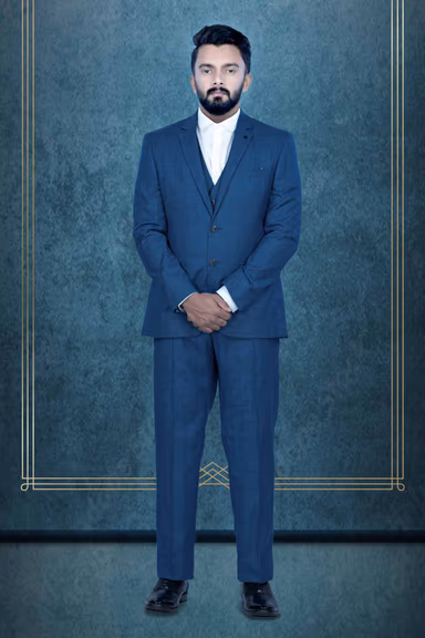 3 Pcs Poly Viscose Spandex In Blue 3Pc Suit — view 1 of 7