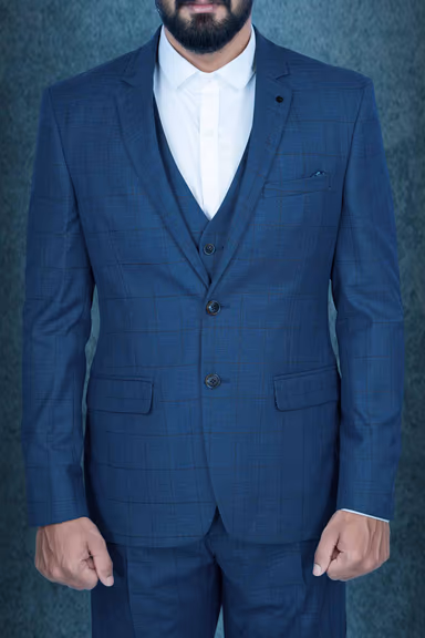 3 Pcs Poly Viscose Spandex In Blue 3Pc Suit — view 4 of 7