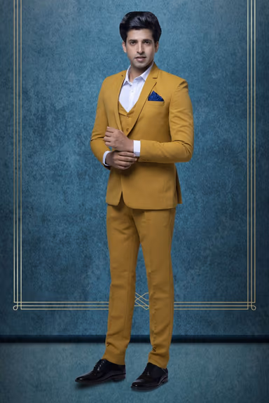 3 Pcs Suiting In Mustard Yellow 3Pc Suit — view 2 of 7