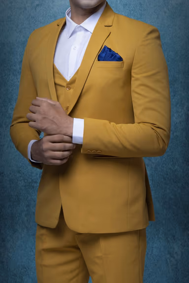 3 Pcs Suiting In Mustard Yellow 3Pc Suit — view 3 of 7