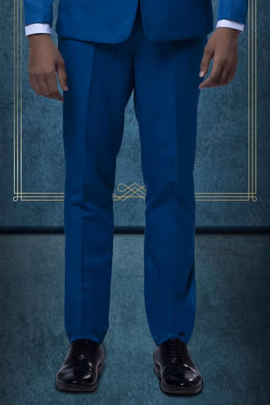 3 Pcs Suiting In Peacock Blue Mat Finish Suit — view 6 of 7