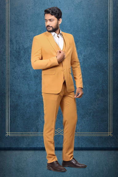3 Piece Imported Fabric Burnt Orange Suit — view 2 of 4