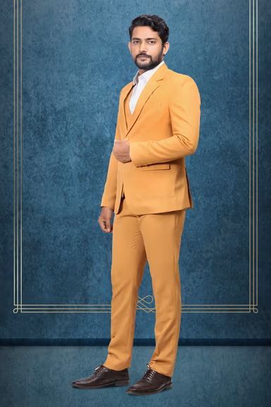 3 Piece Imported Fabric Burnt Orange Suit — view 3 of 4