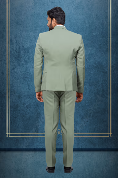 3 Piece Imported Fabric Dark Moss Green Suit — view 4 of 6