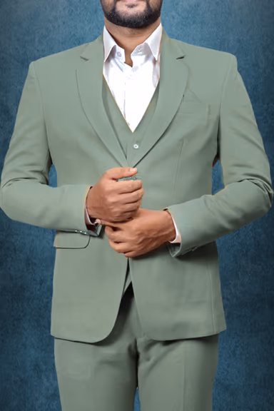 3 Piece Imported Fabric Dark Moss Green Suit — view 5 of 6