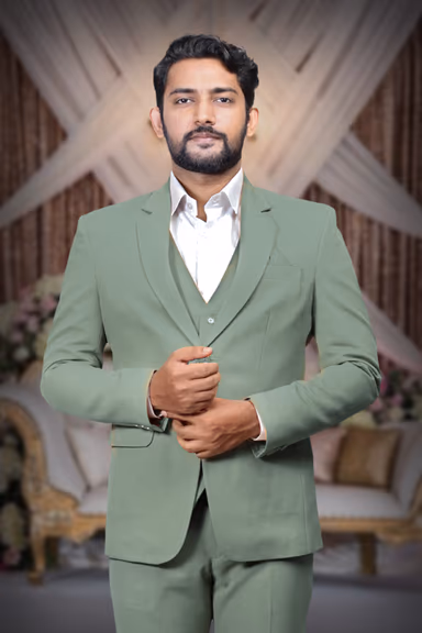 3 Piece Imported Fabric Dark Moss Green Suit — view 6 of 6