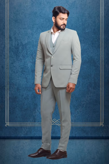3 Piece Imported Fabric Moss Green Suit — view 3 of 5