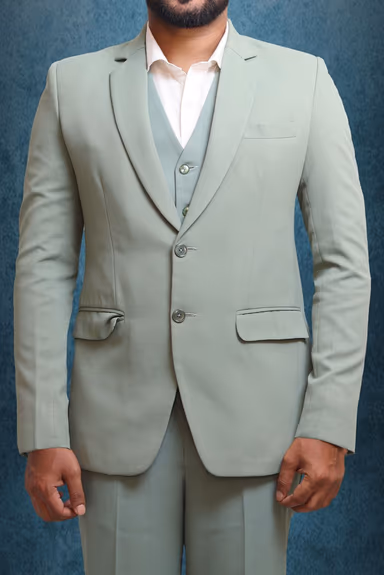 3 Piece Imported Fabric Moss Green Suit — view 4 of 5