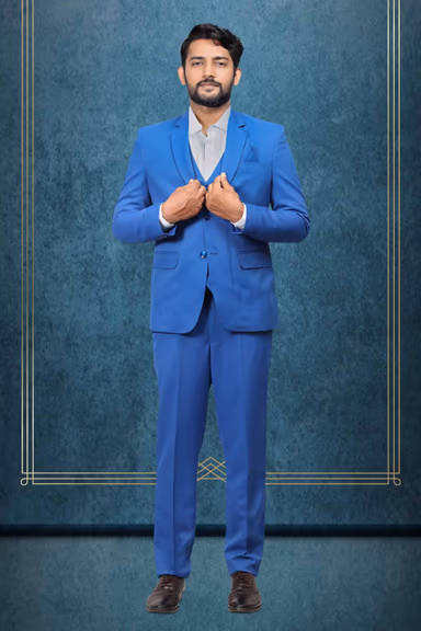 3 Piece Imported Fabric Royal Blue Suit — view 1 of 5