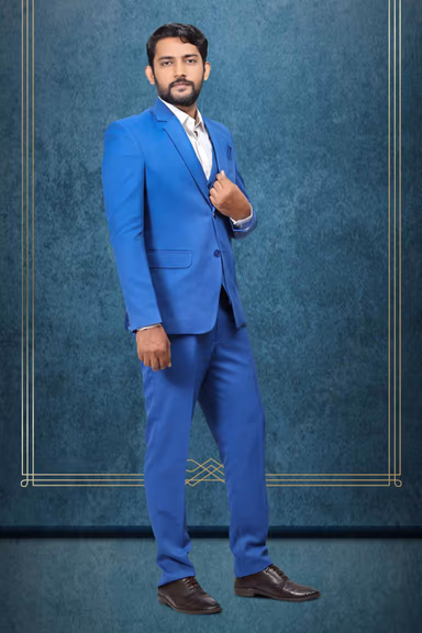 3 Piece Imported Fabric Royal Blue Suit — view 3 of 5