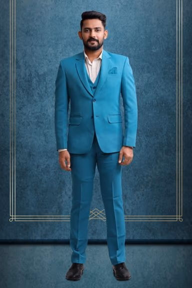 3 Piece Imported Fabric Blue Suit — view 1 of 7